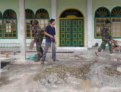 Satgas Pamtas Yonif 645/Gty Karya Bhakti Pengecoran Masjid Ni’matullah Bersama Warga Perbatasan