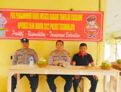 Jajaran Polsek Cikalong Terus Makin Meningkatkan Pengamanannya Dalam Giat Patroli Dilokasi Objek Wisata Pantai Karangtawulan