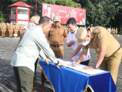 Saat Apel, BPJS Ketenagakerjaan dan Pemkot Bekasi Lakukan PKS Jaminan Sosial Bagi TKK di Kota Bekasi.