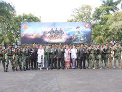 Kapolres Banjar bersama Wali Kota serta Wakil Wali Kota Banjar Mengikuti Upacara HUT TNI Ke-78 tingkat Kodim 0613/Ciamis