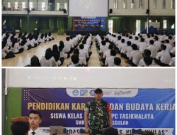 Koramil 1211/Singaparna. mengadakan kegiatan Pembinaan Karakter dan Budaya Kerja Siswa Kepada siswa/siswi kelas XII SMK YPC.pada Rabu (8/1/2005)